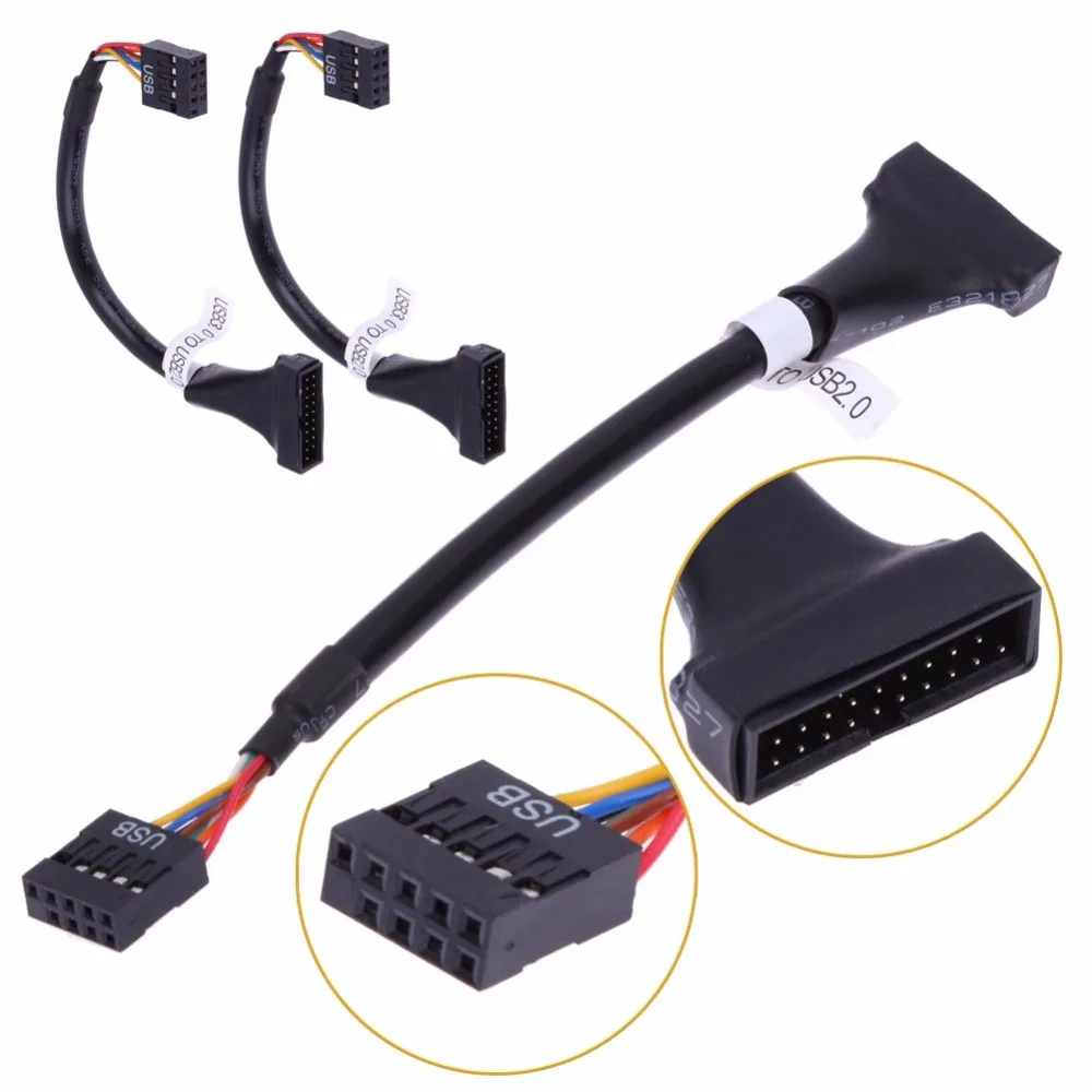 2 шт. USB 3 0 20 штыревой разъем типа папа к 9-контактный материнская плата Женский