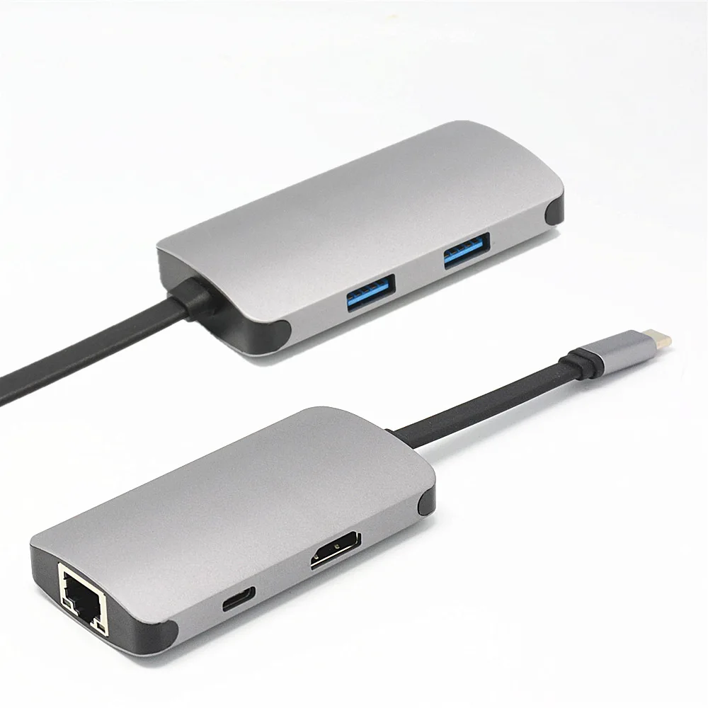 USB хаб 5 в 1 с портом 3 0 и поддержкой Type C HDMI RJ45|Док-станции для ноутбуков| |