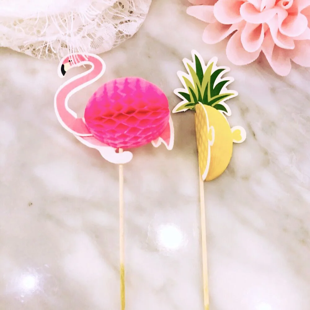5Pineapple 5Flamingo Фламинго торт Топпер 10 шт. Ананас Фрукты зубочистка цветок знак Свадебная вечеринка украшение Пасха украшения дома аксессуары - Цвет: 5Pineapple 5Flamingo