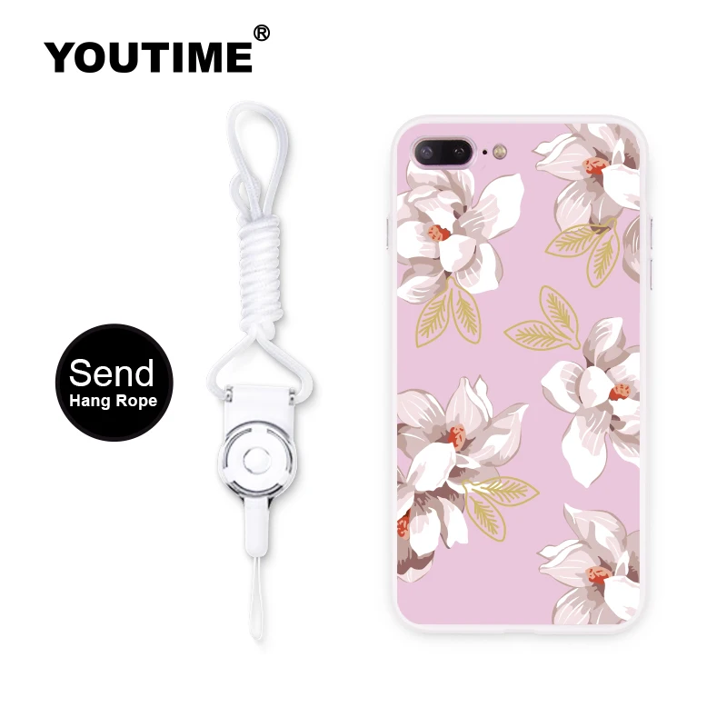 Youtime phone Case For iphone 6 6s Original design 7 Plus 3D Relief PC back cover Pink flower high quality |