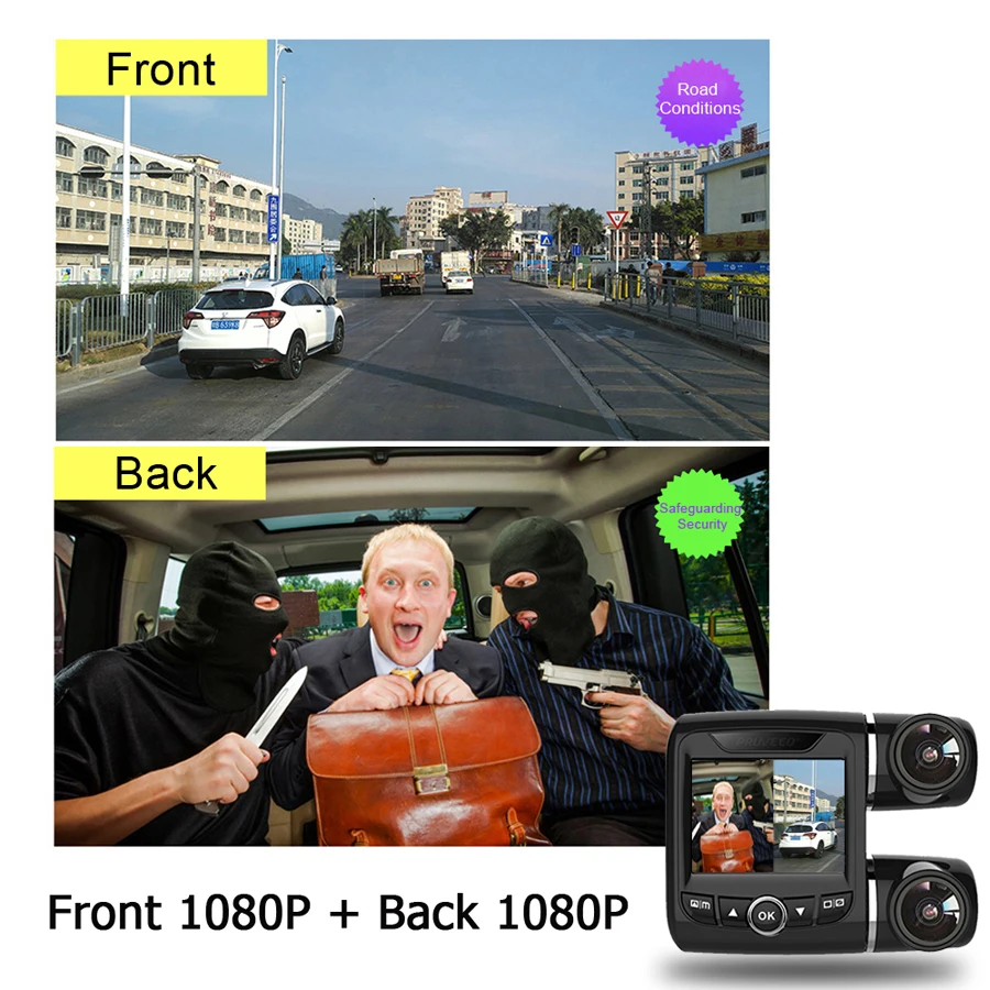 AfmoDVR Двойной объектив 1080 P + автомобиль цифровые видеорегистраторы видео
