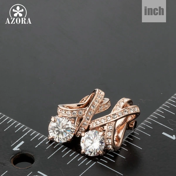 AZORA X Element розовое золото Stellux Австрийский Кристалл Uique Дизайн 2ct CZ серьги-гвоздики TE0073