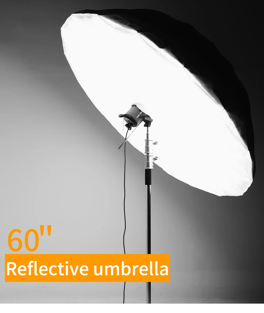 Godox 60 inch 150cm Silver Black Reflective Umbrella Studio Lighting Light Umbrella with Large Diffuser Cover