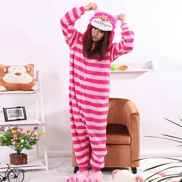 Новогодние товары Sleepsuit Чеширский кот пижамы для взрослых Onesie животных Песочники женские комбинезон мультфильм Костюмы для косплея Пижама
