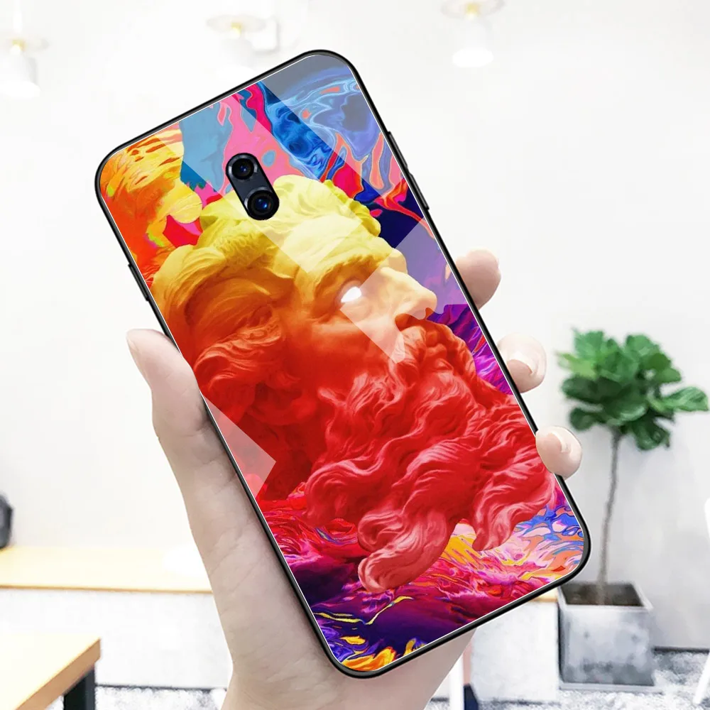 Для Oppo R15 pro Чехол стеклянная задняя модная статуя Забавный чехол для R9 R9S R11 R11S