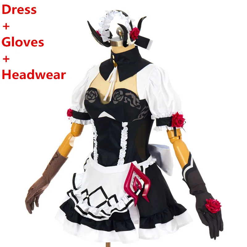 costume Игра Honkai Impact 3 Rita Rossweisse косплей костюм черный розовое платье, платье в стиле «Лолита» платье горничной юбка костюм униформа для взрослых, Женская пижама, одежда для девочек - Цвет: costume