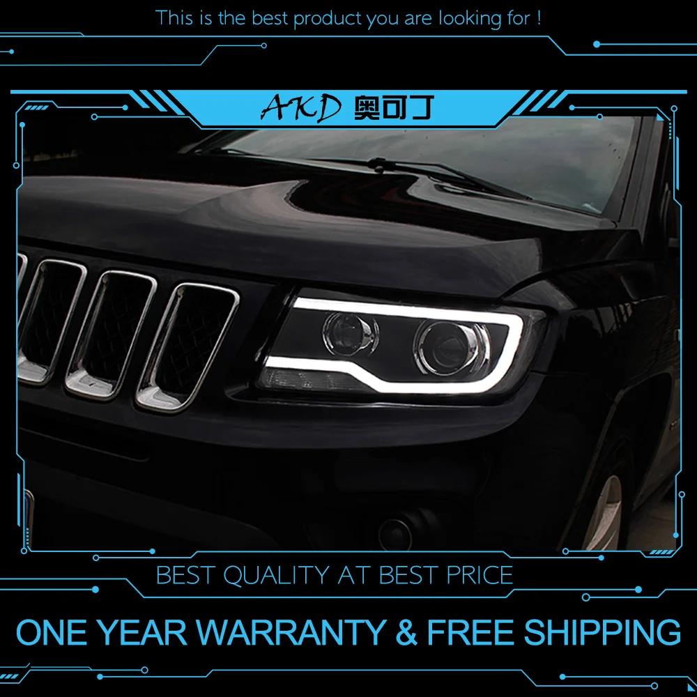 AKD Тюнинг автомобилей фары для Jeep Compass 2011- Grand Cherokee светодиодные фары DRL ходовые огни биксеноновый луч
