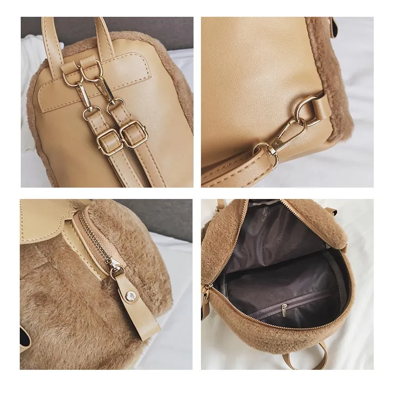 Мода Леопардовый небольшие рюкзаки для Для женщин Мини Рюкзак Kids Fashion Back Pack Путешествия цепи плюшевые сумки зима сумка sac
