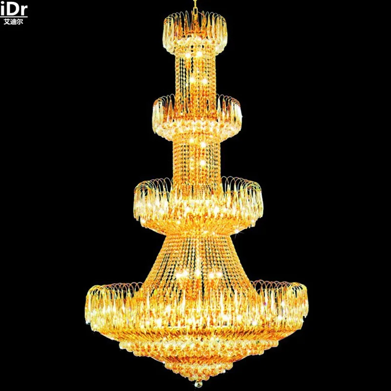 Золотые люстры полированная Золотая люстра лампа для отеля освещение зала свет