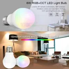 Miboxer FUT014 6 Вт E27 RGB + CCT Светодиодная лампа, умная лампа, приложение Wi-Fi, светодиодная лампа, белая, с регулируемой яркостью, лампа