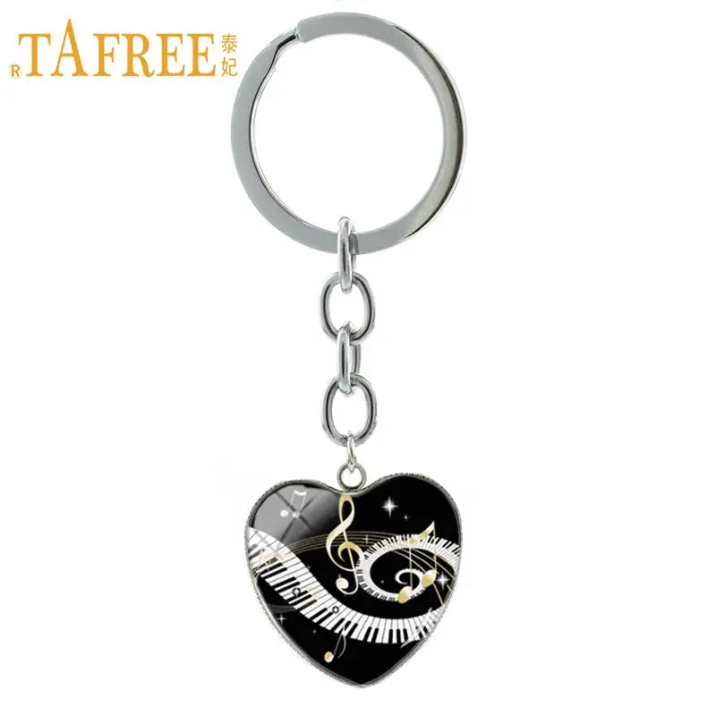 TAFREE Винтаж пианино ключи золотые музыкальные ноты брелок кольцо классический рояль клавиатура брелок музыкальный Любовник Ювелирные изделия HP323