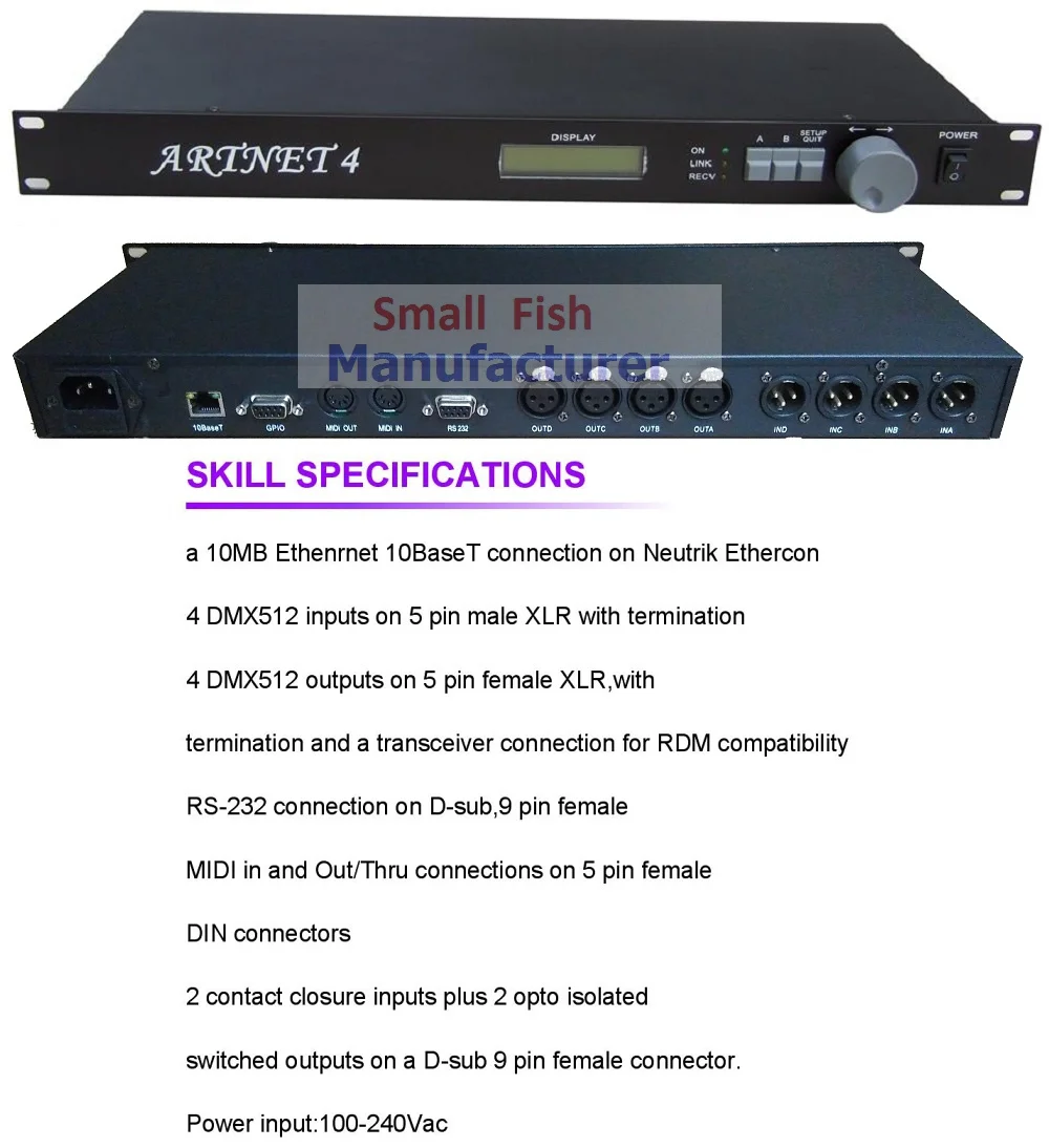 2019 Artnet 4 10MB Ethernet 10BaseT соединение на Neutrik DMX входной выход 5pin XLR разъемы