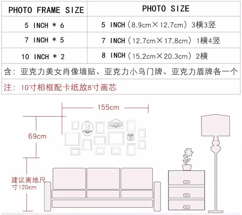 

13 pcs/set Vintage Style Photo Frames,Blue White Black Picture Frames Sets,Wooden Picture Frame Wall,Familly Collage Photo Frame
