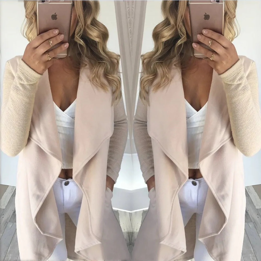 2018 New Autumn Winter women elegant Waterfall Cardigan Ladies Long Sleeve Jumper Open Cardi Top Jacket Coat womens cardigans |