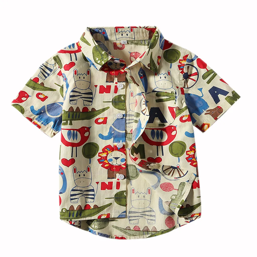 Топ с короткими рукавами и рисунком для маленьких мальчиков девочек Ropa De Bebe Ninos W521