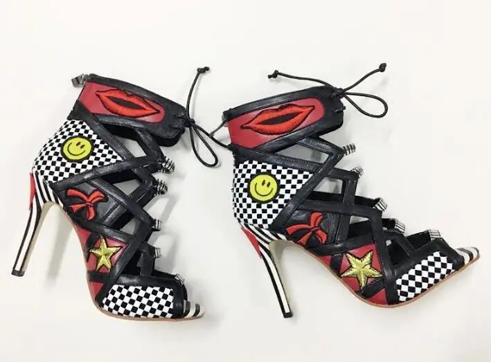 Новинка 2017 года женские ботильоны на шнуровке в горошек Разноцветные Женские