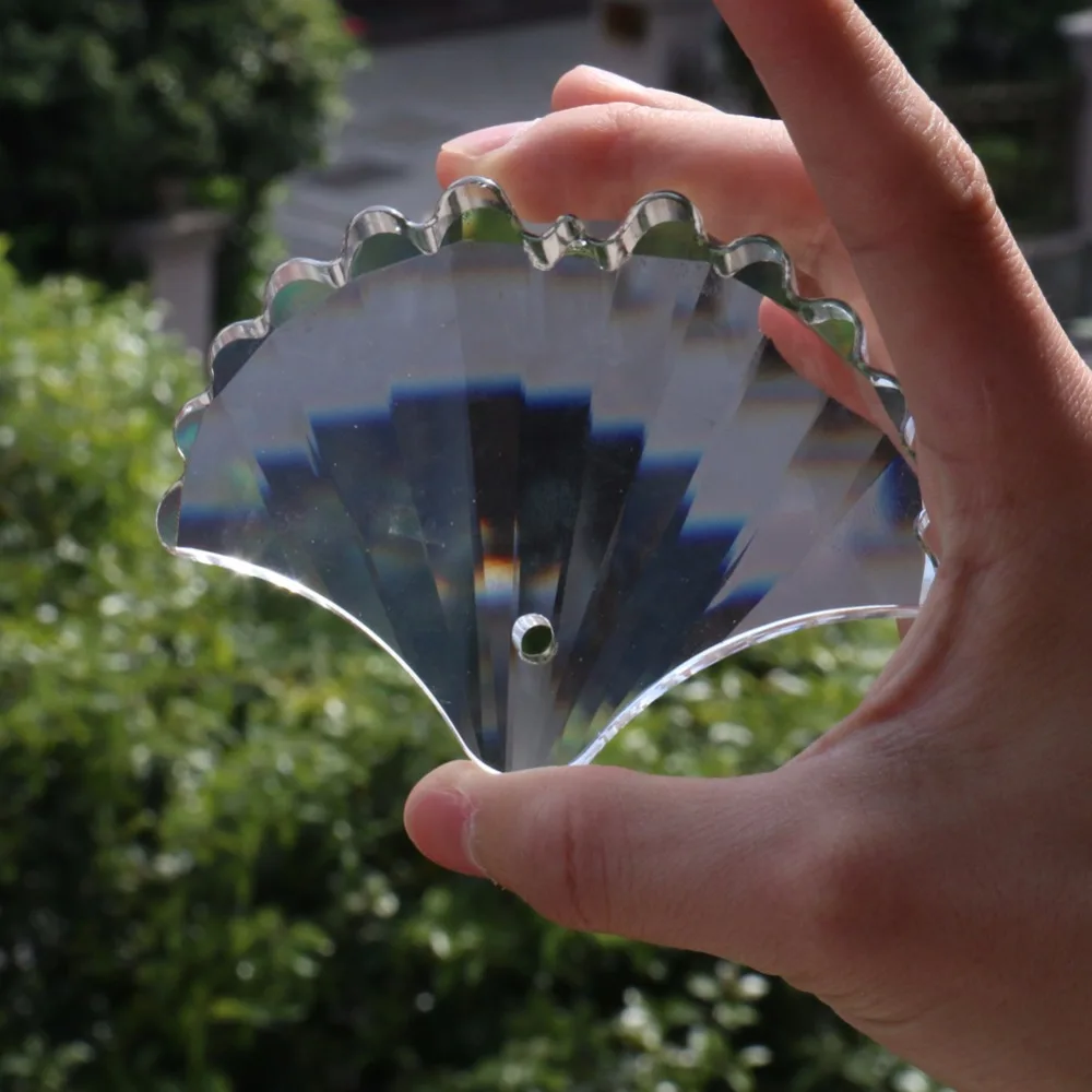 100 мм Хрустальная Призма в виде ракушки Suncatcher Люстра Подвеска орнамент стекло искусство граненый подвесной светильник часть DIY лист гинкго павлин