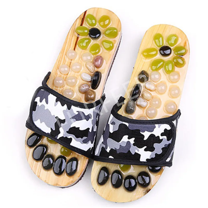 

New Men's Summer Acupoint Home Shoes Outside Colorful Jade Flat Sandals Men Slides Cobblestone Massage Slippers Male Flip Flops