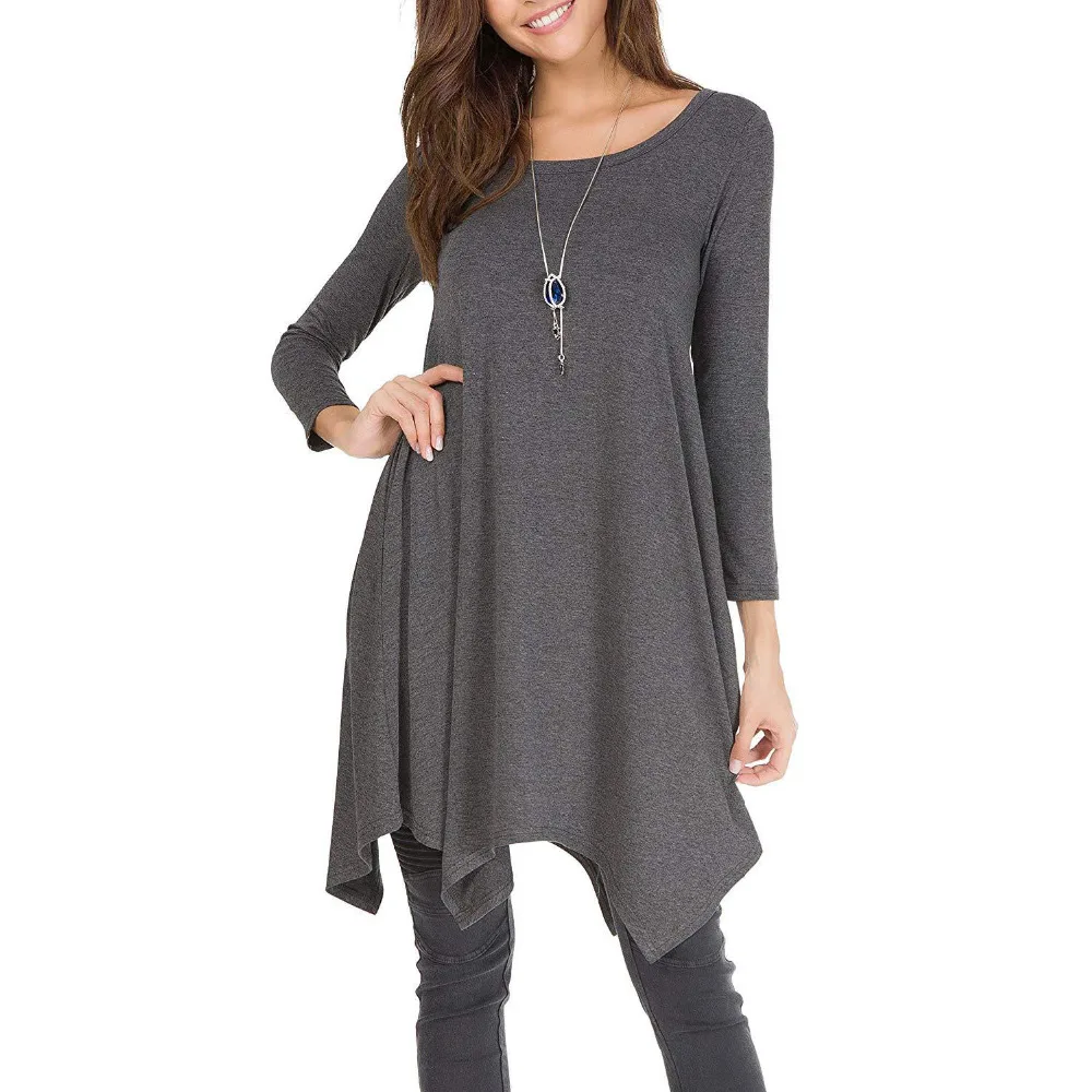 

O-neck long sleeve with pocket famous in EU and US hot selling mid-long dress