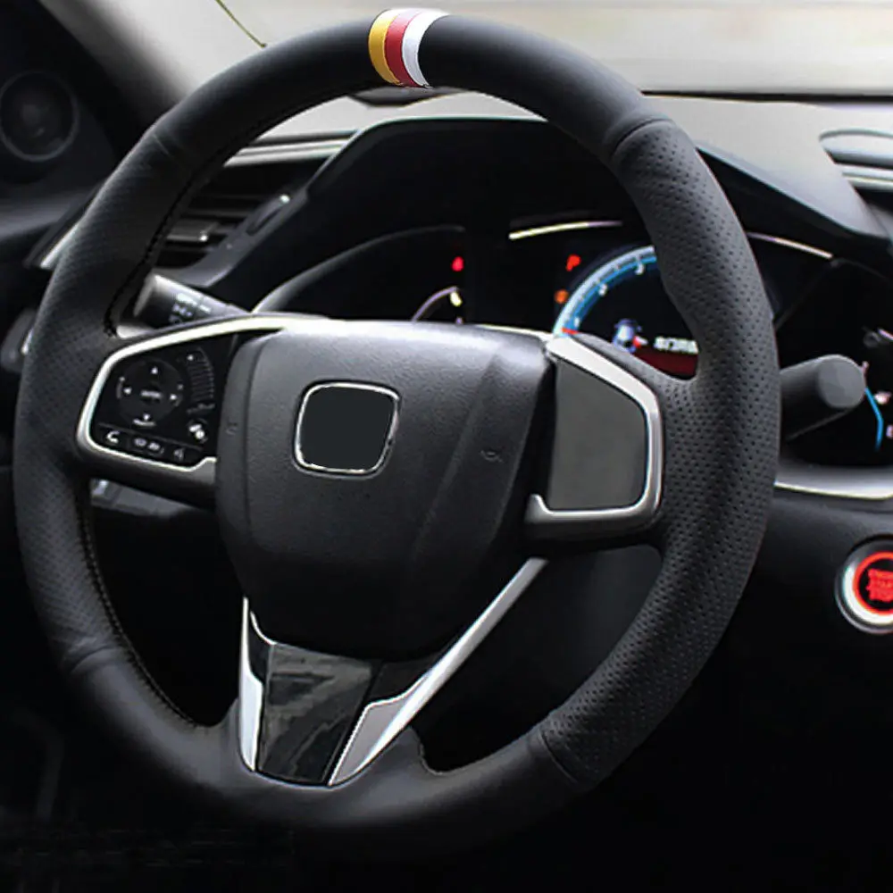 Накладка на рулевое колесо для Honda Civic 2016 2017 2018 защитные красные/черные нитки