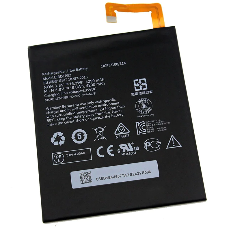 L13D1P32 16.3Wh 4290mAh 3 8 V Аккумулятор для ноутбука Lenovo Lepad A8-50 A5500 Tab S8-50 Series