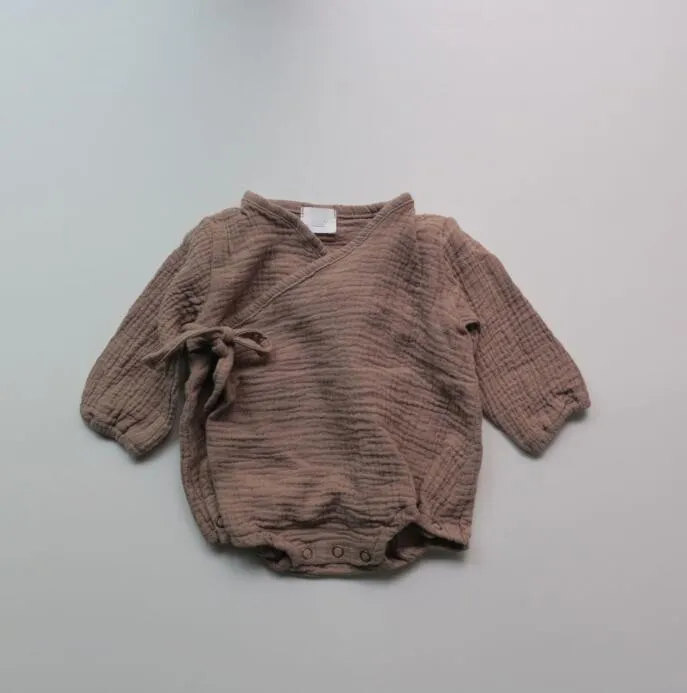 2018 осенняя одежда для малышей мальчиков и девочек Комбинезон Лен Детские