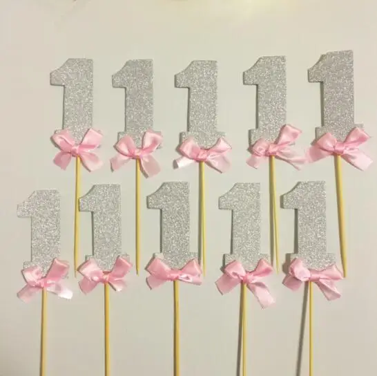 Сувениры для вечеринок золотой блеск и розовый номер кекс Топпер день рождения