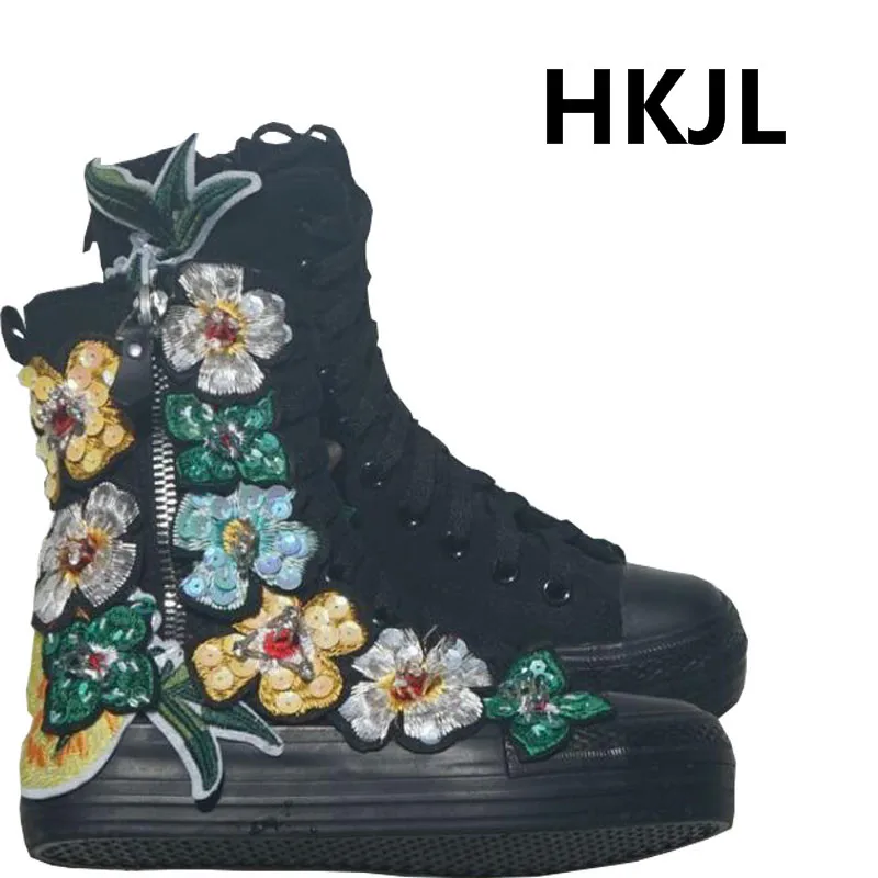 

HKJL/высокие парусиновые туфли на толстой подошве для осени и зимы