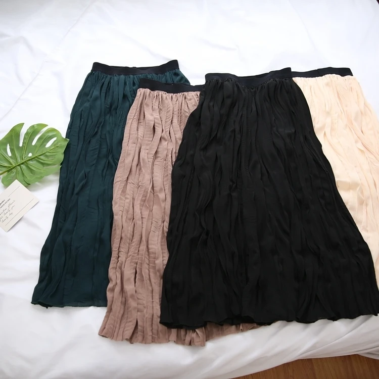 LANMREM 2020 Новинка однотонная винтажная эластичная лента плиссированная Женская