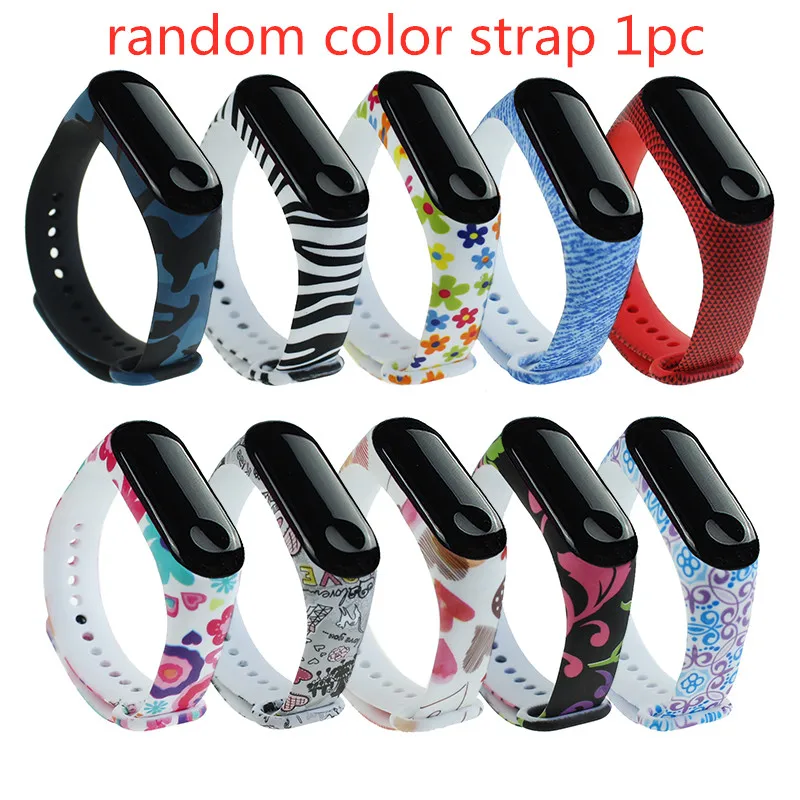 random color 1pc 21 стиль, цветной ремешок с принтом для Xiaomi Mi, ремешок для 3 часов, сменный силиконовый ремешок для 3 умных аксессуаров - Цвет: random color 1pc