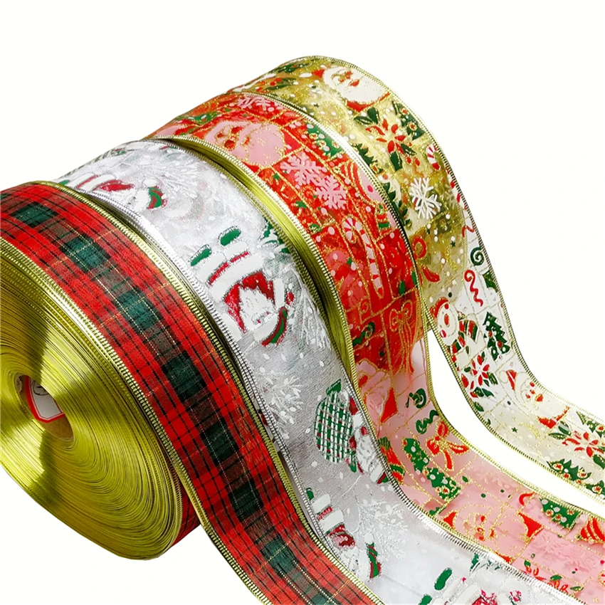 20 ярдов Рождество Санта Клаус Снеговик полоса блестящая Проводная лента торты