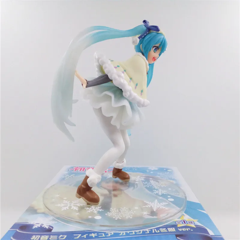 2017 Зима Hatsune Miku Снежная Мику ПВХ фигурка модель игрушки милые аниме куклы Brinquedos