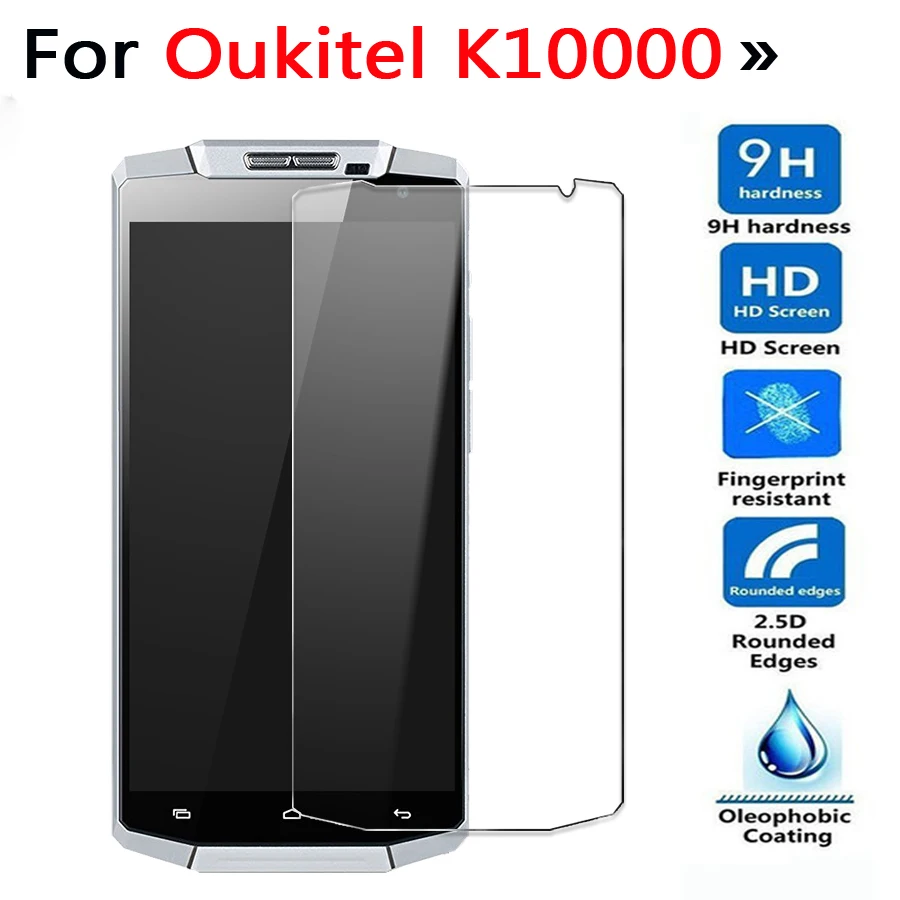 

5pcs For Oukitel K10000 Tempered Glass Screen Protector 0.26mm 2.5D 9h Front Safety Protective Film on Oukitel k10000 5.5"inch