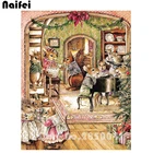 Алмазная живопись сделай сам, вышивка крестиком, мышь, кролик, заяц, белка, животные на праздничном интерьере комнаты, пианино, 3d Алмазная вышивка, мозаика