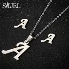 SMJEL мини ожерелье с надписью, женское стальное серебряное ожерелье, A-Z, 26 слов, колье с подвесками, Femme