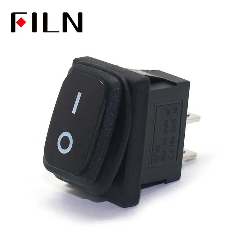 rectangle Black Filn мини вкл/выкл печать водонепроницаемый кулисный переключатель в 12v 220V IP67 освещение 6A 250vac кнопочный переключатель кулисный переключатель - Цвет: rectangle Black