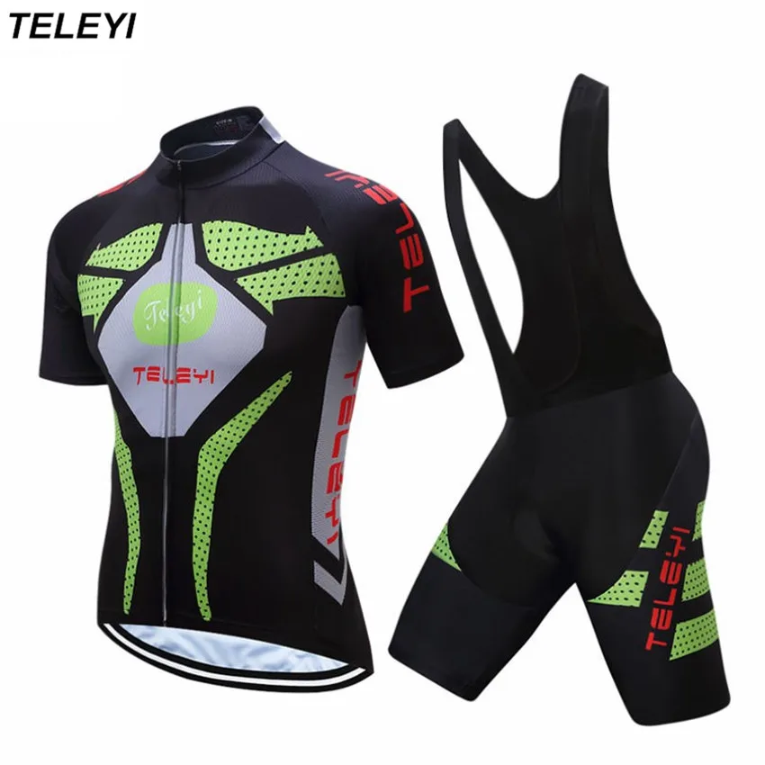

TELEYI Bike Team Cycling Jersey Sets Bicycle Clothing Mtb Team Summer Short Sleeve Men Green Ropa Ciclismo Cycling Bib Sets
