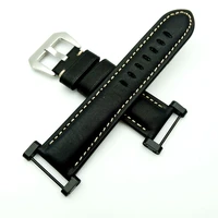 black for suunto core band genuine leather strap with stainless steel clasp adapter 2pcs tool