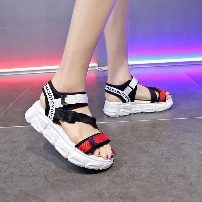 Outdoor Women Casual Sport Sandals shoes fashion Height Increase women sandals ladies PU leather platform Casual shoes 35-39