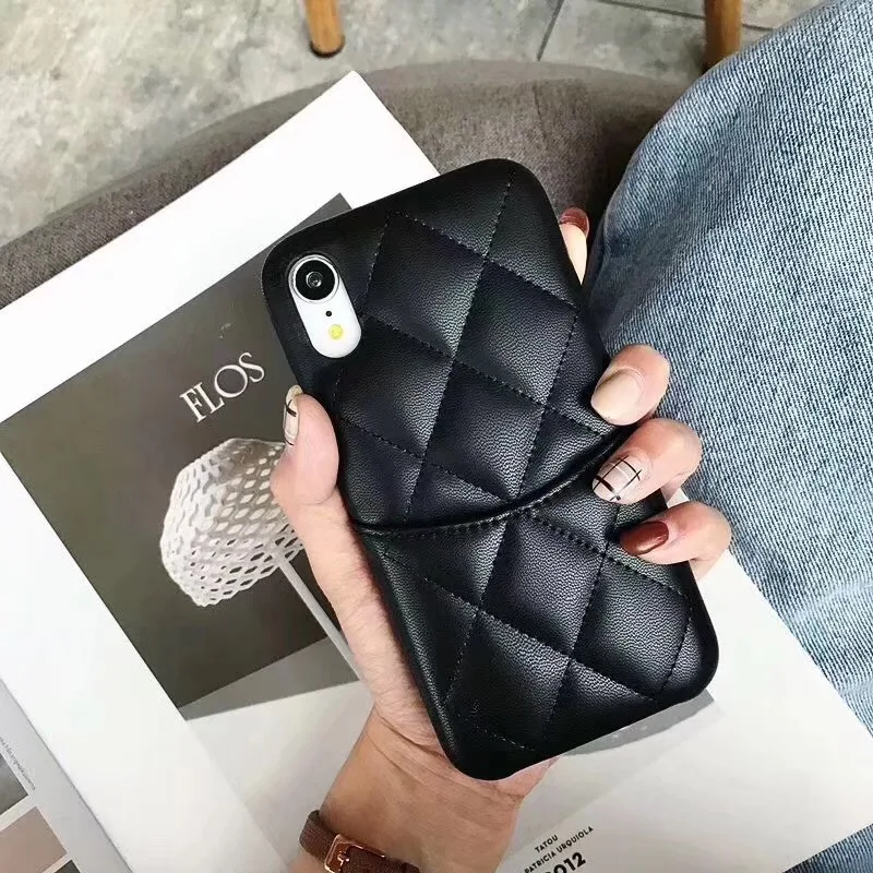 Роскошный фирменный классический сетчатый кожаный чехол для телефона из овчины