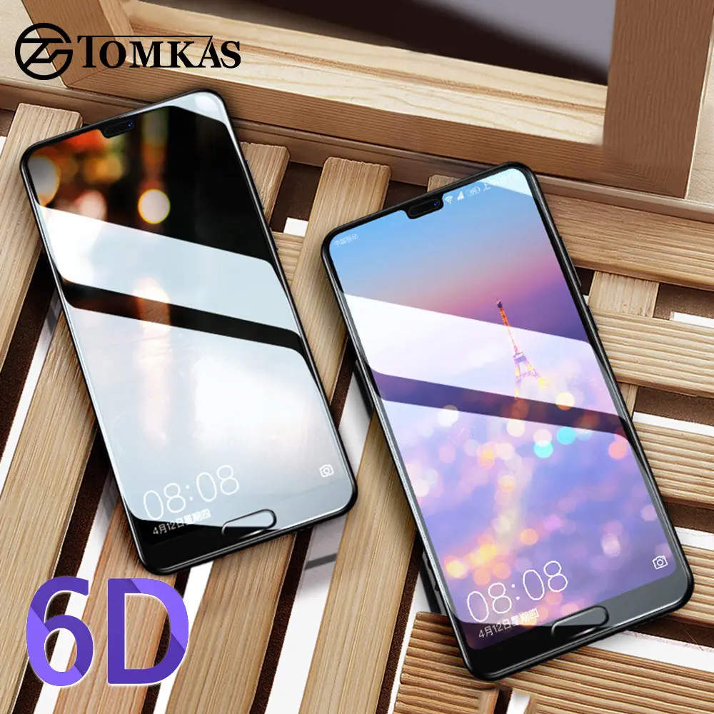TOMKAS стекло на huawei P20 Lite закаленное 6D протектор экрана для Honor 9 8X 7C Pro mate 20