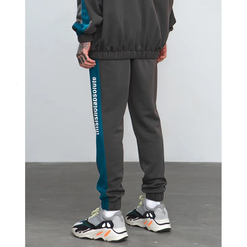 Осенние новые популярные цветные полосатые мужские эластичные брюки с буквенным