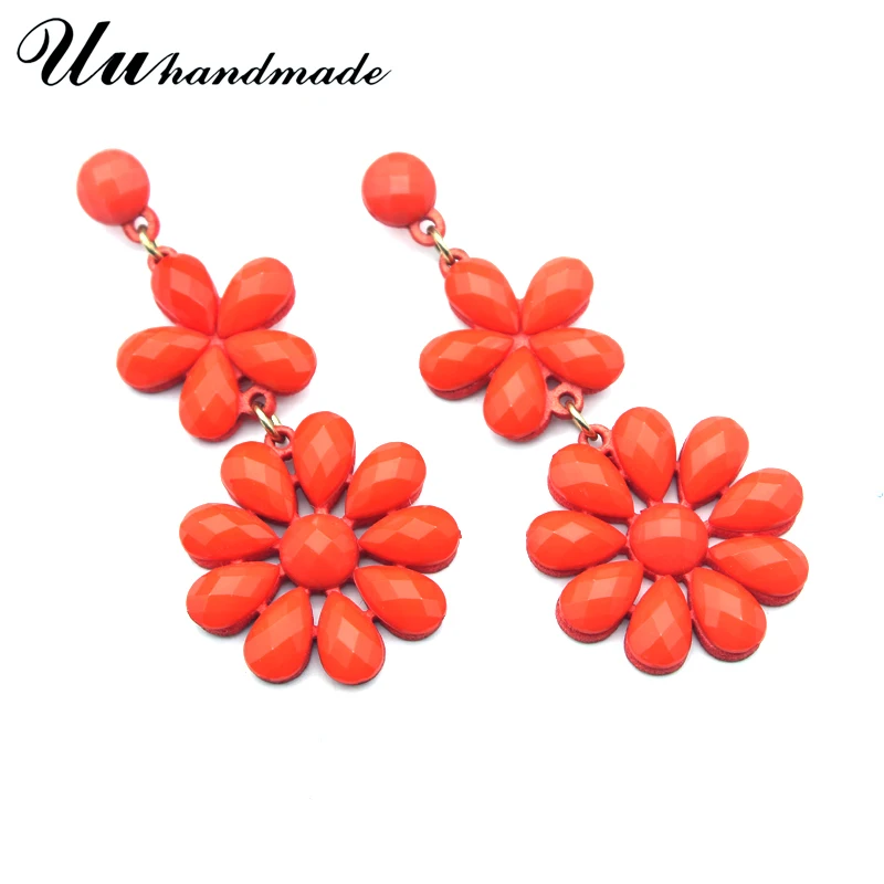 Женские серьги подвески с цветком большие покрытием 2018|pendientes mujer|drop earringsearrings fashion