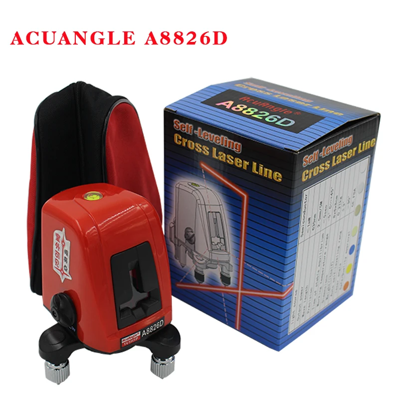 ACUANGLE A8826D 360 градусов самонивелирующийся портативный мини Крест Красный лазерный нивелир метр 2 линии 1 точка 635 нм выравнивающий инструмент
