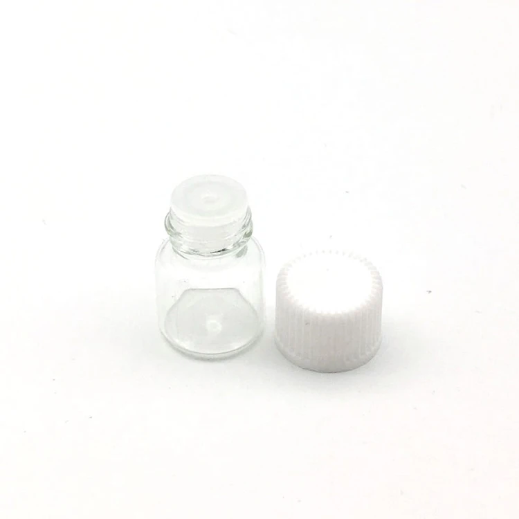 1ml Clear With White 5 шт. 1 мл 2 мл 3 мл 5 мл мини Янтарная жидкая стеклянная бутылка с отверстием редуктора и крышкой маленькие флаконы для эфирных масел - Цвет: 1ml Clear With White