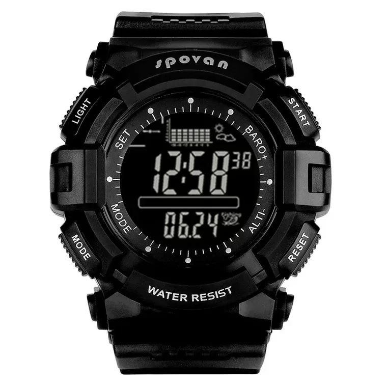 All Black SPOVAN 706, часы для рыбалки, цифровые, умные часы, водонепроницаемые, барометр, альтиметр, термометр, секундомер, Reloj Hombre, Relogio Masculino - Цвет: All Black