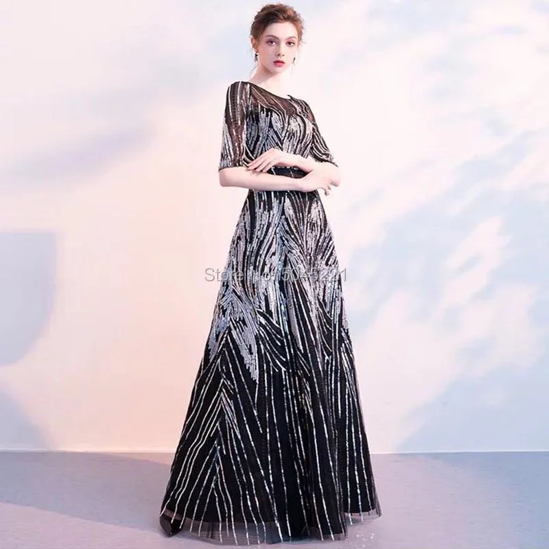 Дубай дизайн вечерние платья с блестками Длина до пола блестящие Robe De Soiree