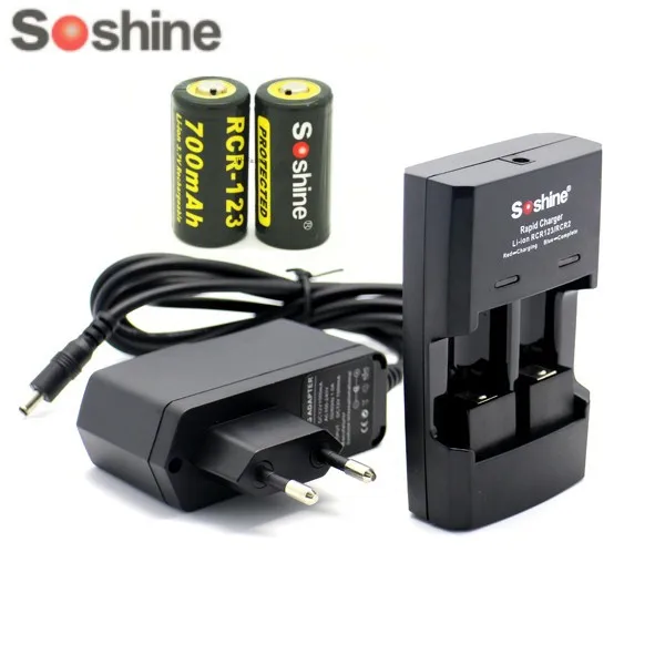 Soshine 2 шт. 700 мАч 3 7 в Li Ion RCR123 защищенная 16340 аккумуляторная батарея с S5 слота CR123A