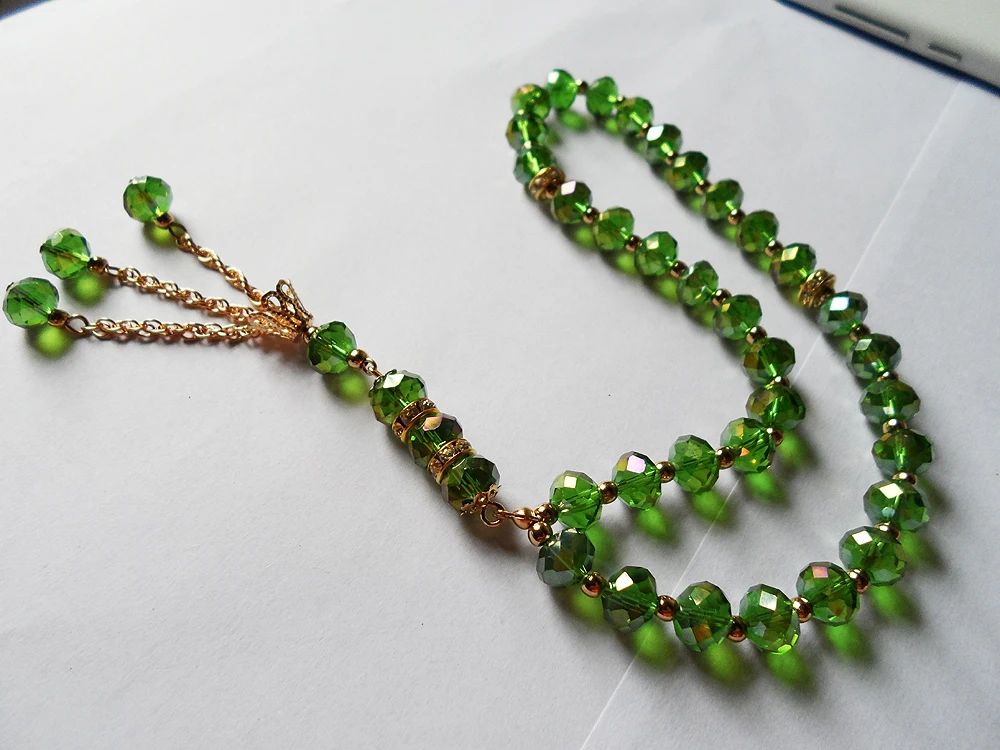 Высококачественные зеленые четки в мусульманском стиле браслет с 2 веревками