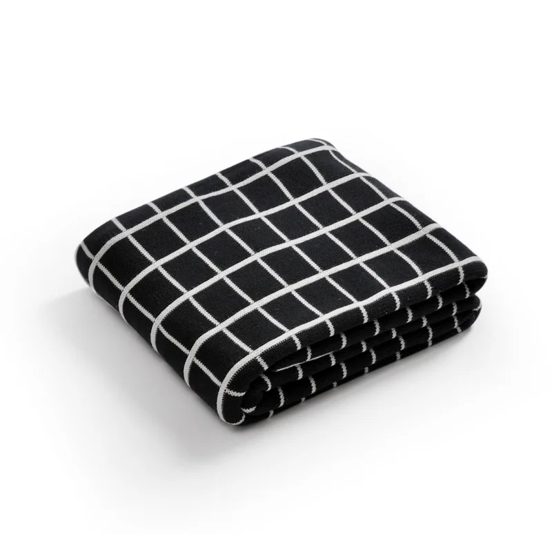 Прямая поставка клетчатое геометрическое трикотажное детское одеяло Хлопковое
